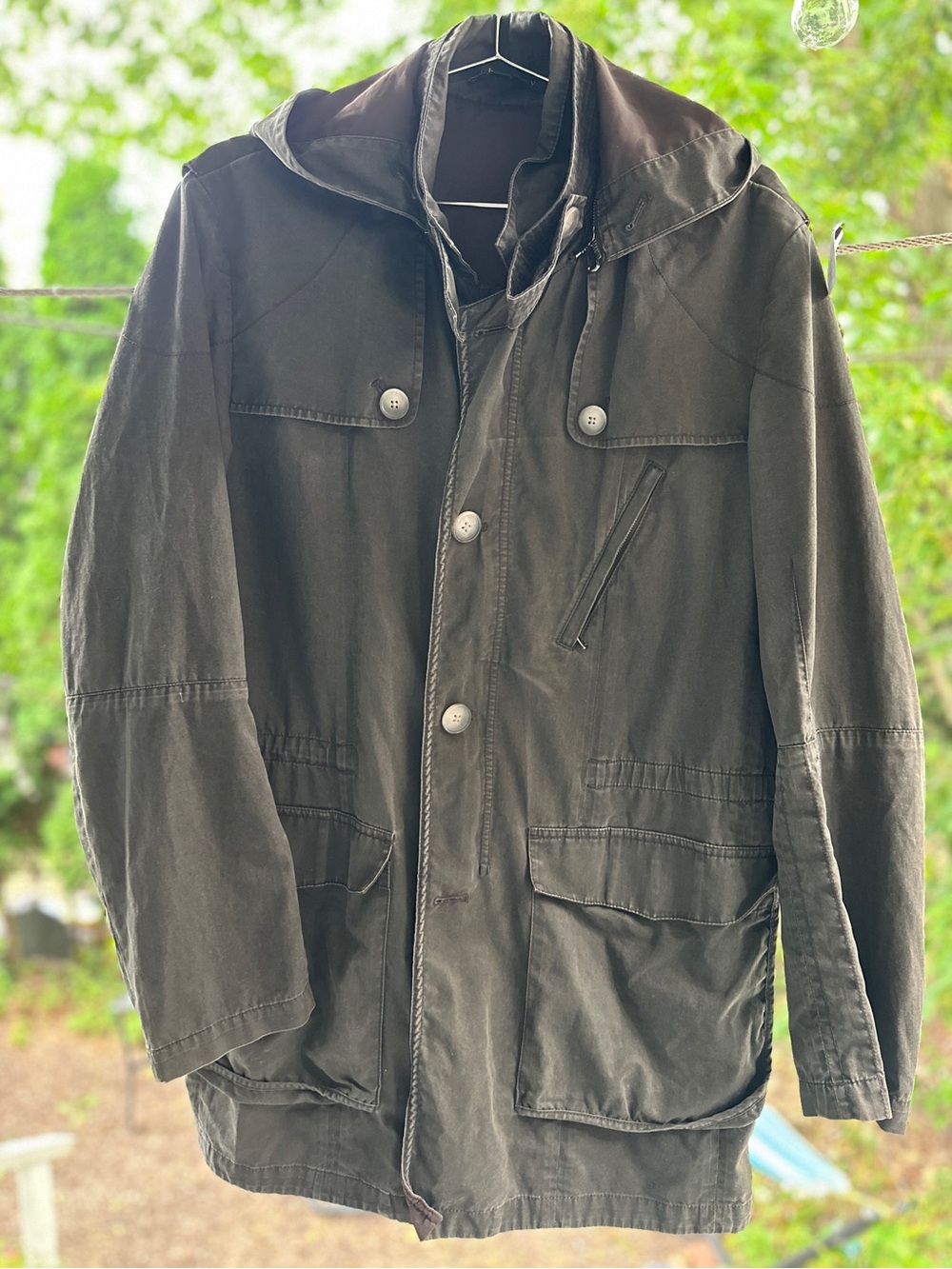 Theory Olive Green Hooded Field Jacket